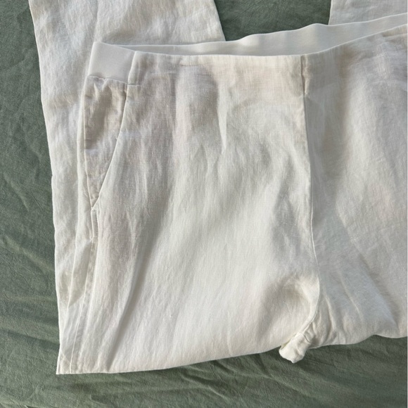 J.Jill Love Linen 100% Linen White Pull on Ankle Pants Womens Large New - Picture 2 of 7